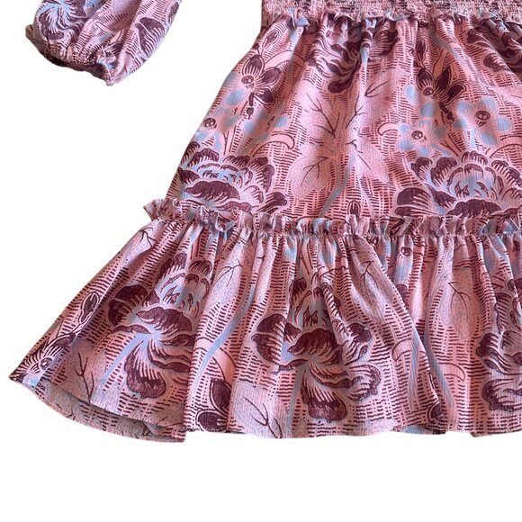 Likely Rowe Floral Rose Print Ruffle Mini Dress Smocked Waist Size 8 Women's - Picture 4 of 14